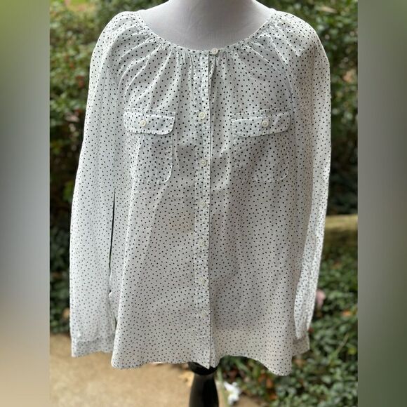 Loft Black and White Polka Dot Top size M - Picture 1 of 7